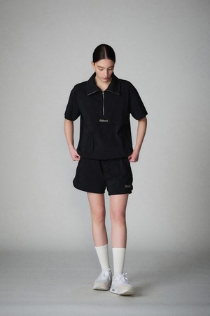 Unisex Anorak Woven Nylon Half Pant (BLACK)_BLACK-a