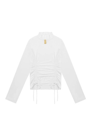 Women Long Sleeve Nylon String Edge Top (WHITE)_WHITE-a