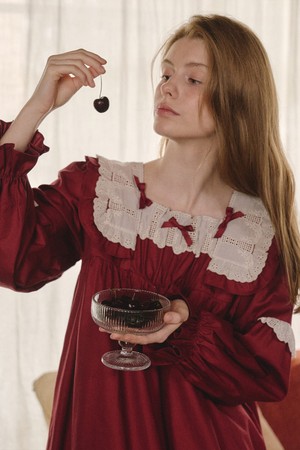 소르네 긴팔 원피스 버건디 (30수)_RED-a