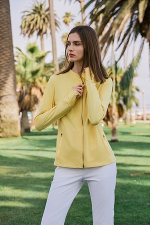 Womens Breathable Slim-Fit Performance Jacket (YELLOW)_YELLOW-a