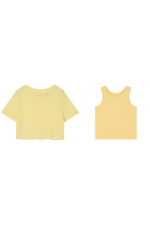 Womens 2-in-1 Layering Set: Sheer Cardigan and Sleeveless Shirt (YELLOW)_YELLOW-a