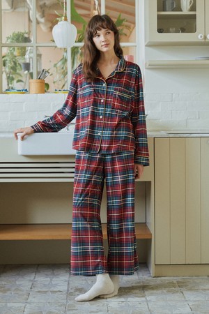 드맨시 긴팔 여성페어 딥레드 (피치기모)_RED-a