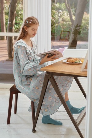 포멜로 긴팔 원피스 베이비블루 (40수)_BLUE-a