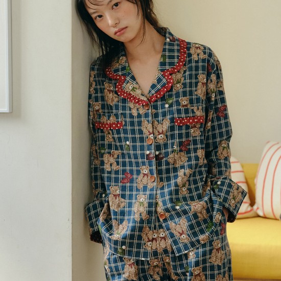 포근베어 긴팔 여성페어 딥블루 (21수)