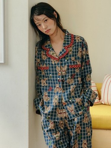 포근베어 긴팔 여성페어 딥블루 (21수)-a