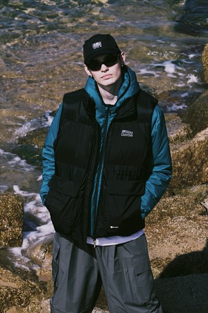 패브릭 콤비 포켓 다운 베스트 BLACK