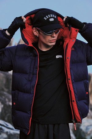 스방스타 컬러 콤비 다운 자켓 NAVY