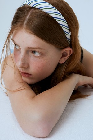 스트라이프 헤어 밴드 (화이트)