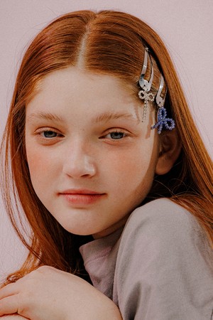 블루 리본 헤어핀 세트 (스카이블루)