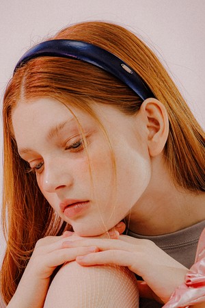 심플 샤이니 헤어밴드 (네이비)