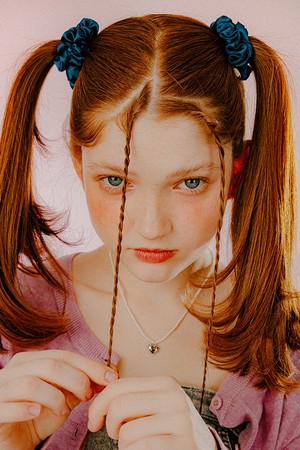 미니 셔링 사틴 스크런치 (다크그린)