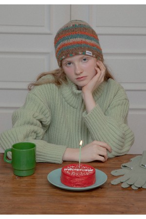 보헤미안 니트 햇 (믹스 오렌지)