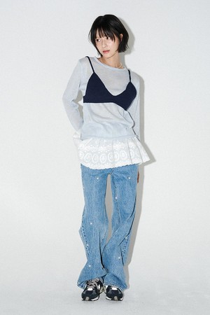 뷔스티에 니트 세트 (스카이 블루)