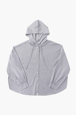 체크 후드 셔츠 (라이트그레이)
