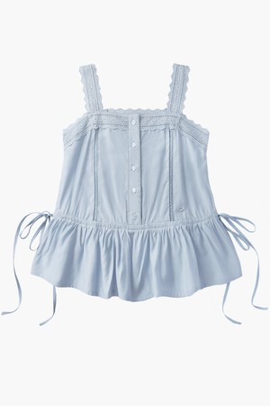 레이스 테이핑 나시 블라우스 (라이트블루)