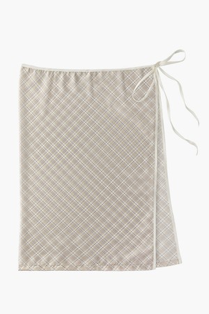 체크 시폰 랩 스커트 (라이트베이지)
