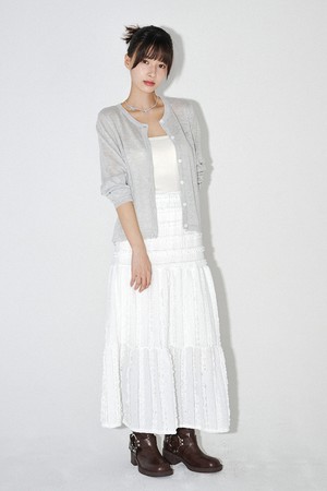 레이스 티어드 롱 스커트 (화이트)