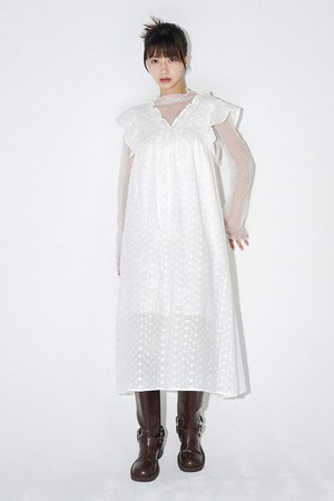 프릴 아일렛 롱 원피스 (화이트)