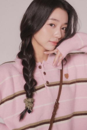 스트라이프 니트 카라 티셔츠 (2color)