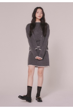 라인 부클 니트 미니 스커트 (2COLOR)