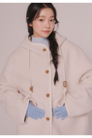 후드 시어링 무스탕 점퍼 (아이보리)