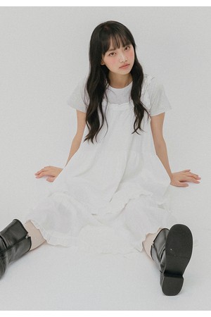 프릴 레이어 롱 원피스 (화이트)