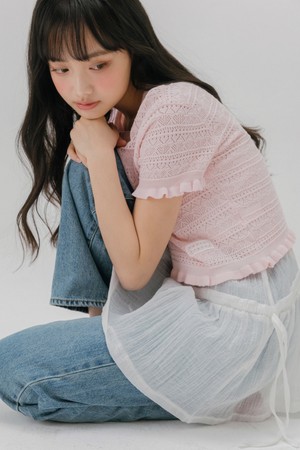 크로쉐 반팔 니트 가디건 (3color)