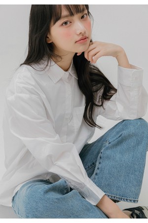 베이직 멜로우 자수 셔츠 (2color)