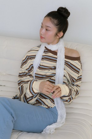 원숄더 스트라이프 티셔츠 (크림)
