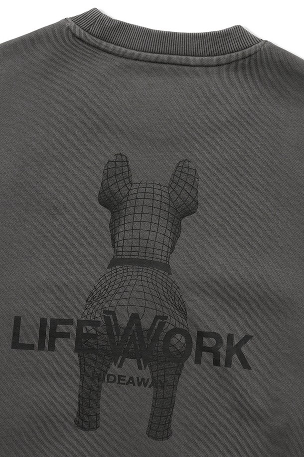 LIFEWORK - 스웨트셔츠 - 공용) 솔트워싱 3D라독 오버핏 맨투맨