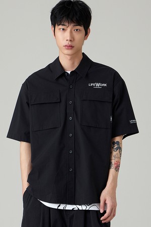 로고 투포켓 반팔 셔츠