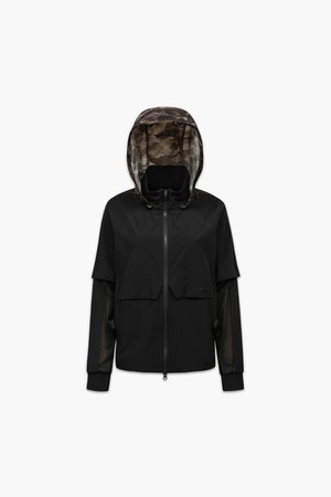 여성 로고 포인트 디터쳐블 슬리브 자켓_I41FJK11_BLACK-a