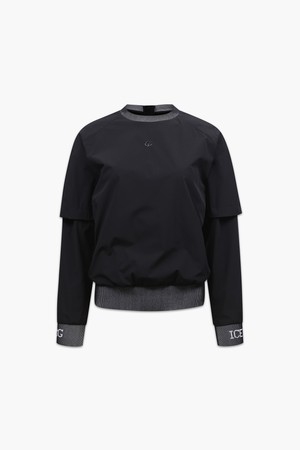 여성 로고 포인트 롱슬리브 우븐 풀오버_I41FTS11_BLACK-a