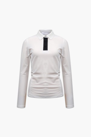 여성 로고 포인트 롱슬리브 폴로 티셔츠_I41FTS12_WHITE-a