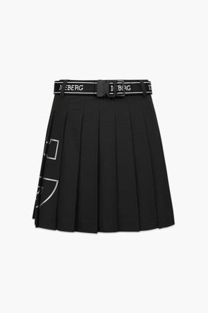 여성 벨트 포인트 플리츠 스커트_I42FSK12_BLACK-a