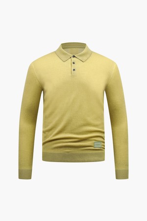 [25FW] 내츄럴 다잉 울 니트 폴로_I53MSW1146_KHAKI-a