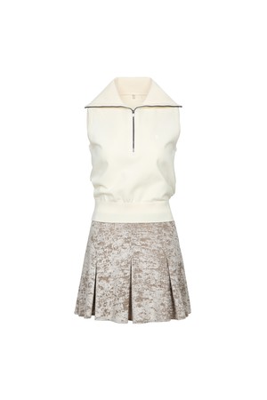 여성 하이브 테크 벨벳 플리츠 원피스_A33FOP0114_NOCOLOR-a