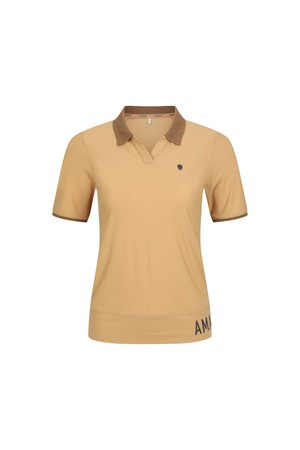 여성 나노그램 카라 티셔츠_A62FTS05_BEIGE-a