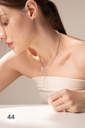 웨이브 써클 목걸이 silver 44cm