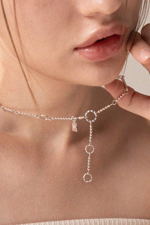 웨이브 써클 목걸이 silver 48cm