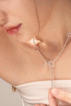 웨이브 써클 목걸이 silver 44cm