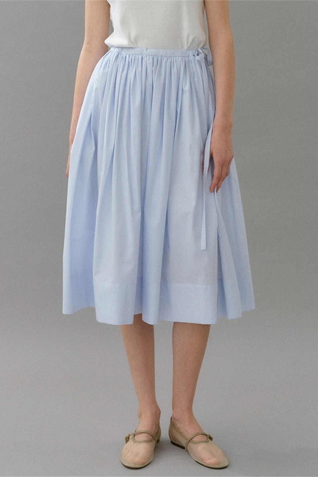 BLANK03 - 롱스커트 - cotton string skirt (blue stripe)