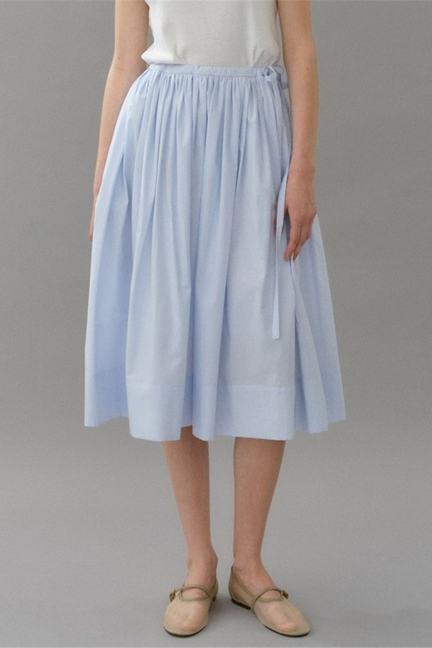 BLANK03 - 롱스커트 - cotton string skirt (blue stripe)