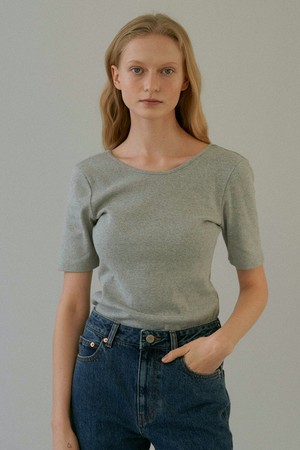 scoop neck rib t-shirt (3colors)