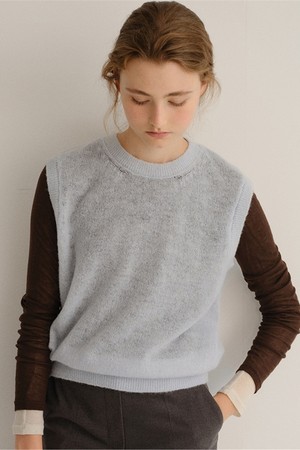 sheer alpaca vest (sky blue)