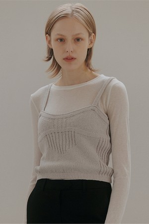 cotton boucle bustier (light grey)