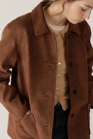 suede single half jacket (vintage brown)