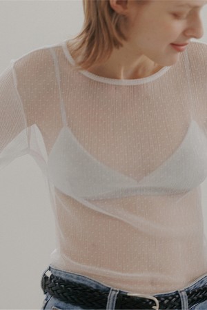 dot mesh wrinkled top (2colors)