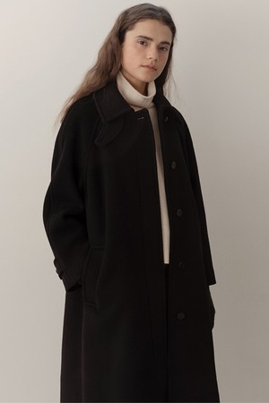 cashmere wool balmacaan coat (black)