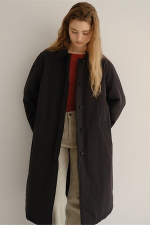 padded trench coat (black)